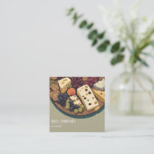 Retro kaasschotel met druiven vierkante visitekaartje (Staand voorkant)