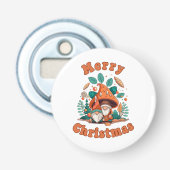 Retro Kabouter Kerstmis Button Flesopener (Voorkant)