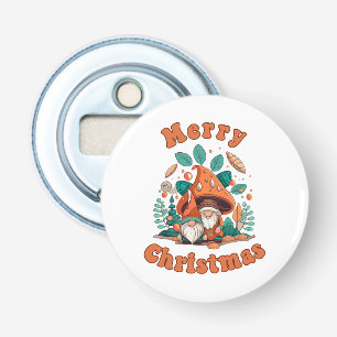 Retro Kabouter Kerstmis Button Flesopener