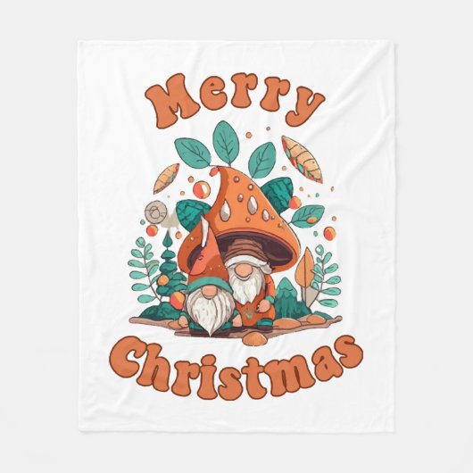 Retro Kabouter Kerstmis Fleece Deken (Voorkant)