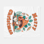 Retro Kabouter Kerstmis Fleece Deken (Voorkant (Horizontaal))