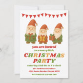 Retro Kabouters Bewerkbare Kerstfeest Kaart (Voorkant)