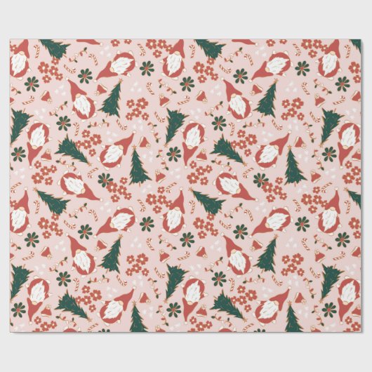 Retro kabouters Kerst inpakpapier (Vlak)