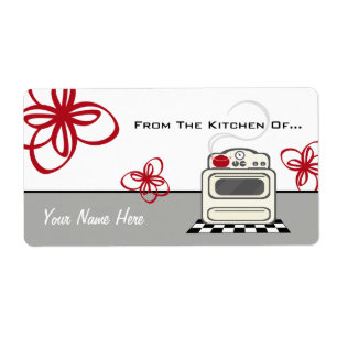 Retro kachel rode keuken uit de keuken van... etiket