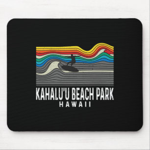 Retro Kahalu'u Beach Park Hawaï surfer Surfplank Muismat
