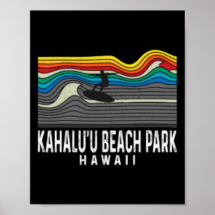 Retro Kahalu'u Beach Park Hawaï surfer Surfplank Poster