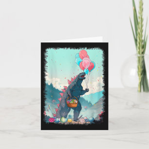 Retro Kaiju Pasen Dag T-shirt Kaiju Japanse Kunst  Kaart