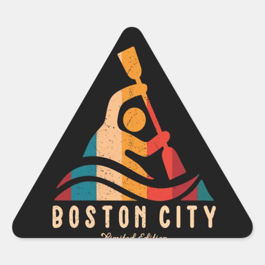 Retro Kajakken in Boston City Sticker (Voorkant)