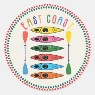 Retro Kajakken T-shirt voor de oostkust Ronde Sticker