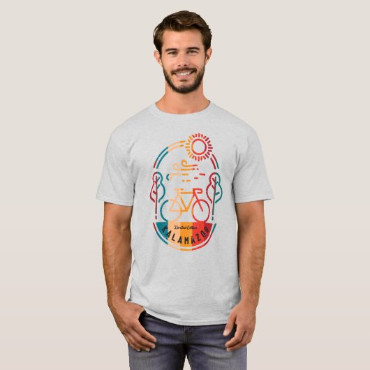 Retro Kalamazoo fietspad T-shirt (Voorkant volledig)