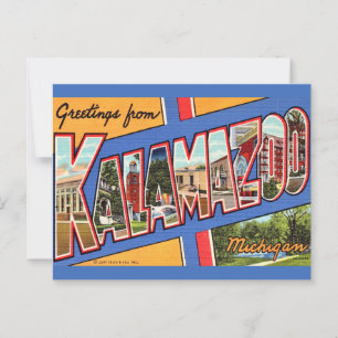 Retro Kalamazoo Michigan Groet Briefkaart