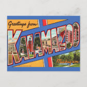 Retro Kalamazoo Michigan Groet Briefkaart (Voorkant)