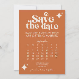 Retro kalender trouwen save the date kaart