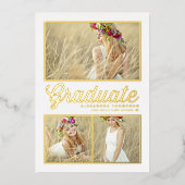 Retro kalligrafie fotocollage Afstuderen Folie Uitnodiging (Voorkant)