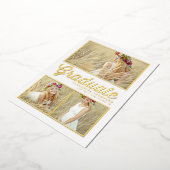 Retro kalligrafie fotocollage Afstuderen Folie Uitnodiging (Gedraaid)