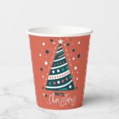 Retro kalligrafie minimalist Vrolijke kerstboom Papieren Bekers (Achterkant)
