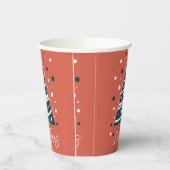 Retro kalligrafie minimalist Vrolijke kerstboom Papieren Bekers (Links)