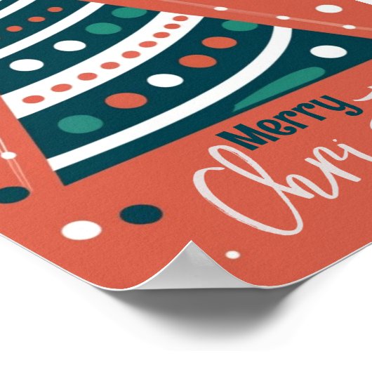 Retro kalligrafie minimalist Vrolijke kerstboom Poster (Hoek)