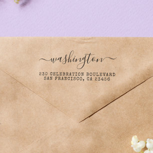 Retro kalligrafie retouradres rubberstempel