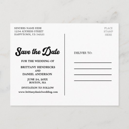 Retro kalligrafie scriptfoto Sla de datum op Briefkaart (Achterkant)