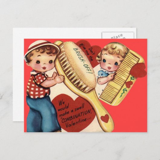 Retro Kam & Borstel Valentijn Kaart (Voorkant / Achterkant)