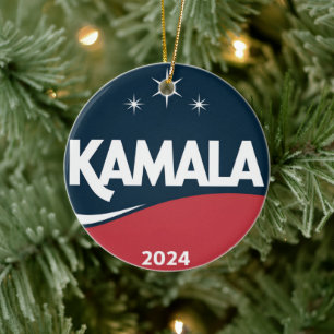Retro Kamala Harris 2024 Voor President Verkiezing Keramisch Ornament