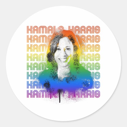 Retro Kamala Harris Pride Ronde Sticker (Voorkant)