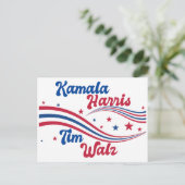 Retro Kamala Harris Tim Walz Blauw Rood Verkiezing Briefkaart (Staand voorkant)