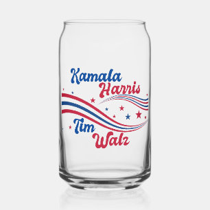 Retro Kamala Harris Tim Walz Schattigee verkiezing Blikvorm Glas
