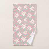 Retro kamille bloemmotief roze Blauwgroen ontwerp Bad Handdoek (Handdoek)