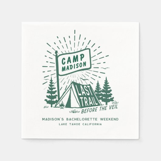 Retro Kamp Bachelorette Meisjes Camping Weekend Servet (Voorkant)