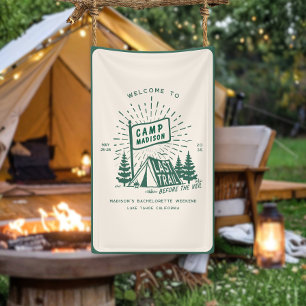 Retro Kamp Bachelorette Meisjes Camping Weekend Spandoek