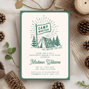 Retro Kamp Bachelorette Meisjes Glamping Weekend Kaart