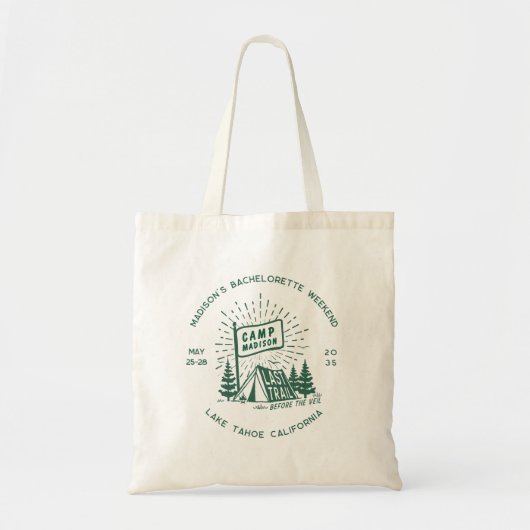 Retro Kamp Bachelorette Meisjes Glamping Weekend Tote Bag (Voorkant)