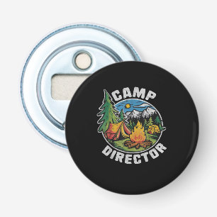 Retro Kamp Directeur Camping Zomer Kamp Grappig Ka Button Flesopener