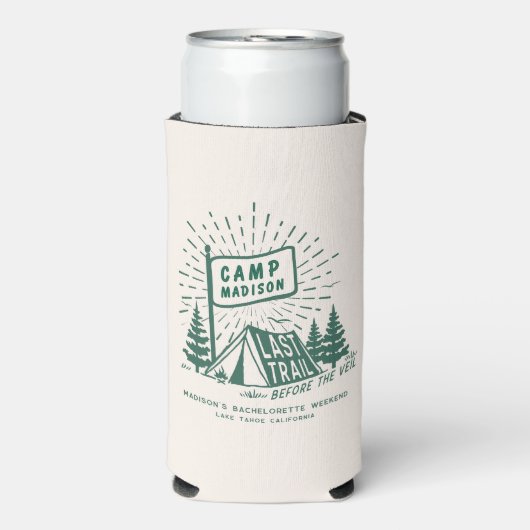 Retro Kamp Verloofde Meisjes Camping Weekend Seltzer Blikjeskoeler (Seltzer Voorkant)