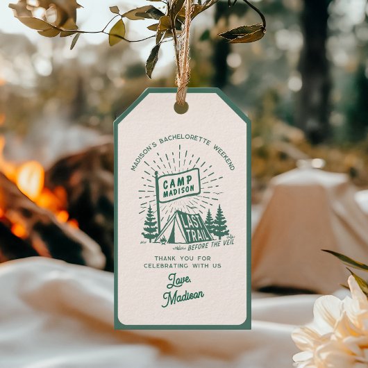 Retro Kamp Verloofde Meisjes Kampeer Weekend Cadeaulabel
