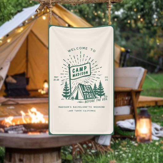 Retro Kamp Vrijgezellen Meisjes Camping Weekend Spandoek