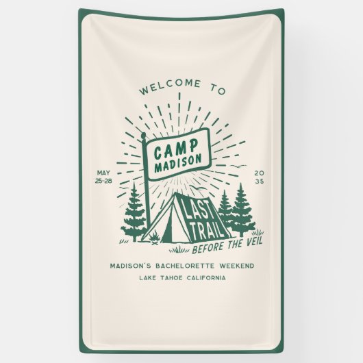 Retro Kamp Vrijgezellen Meisjes Camping Weekend Spandoek (Verticaal)