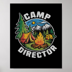 Retro Kampdirecteur Camping Zomer Kamp Grappig Kam Poster