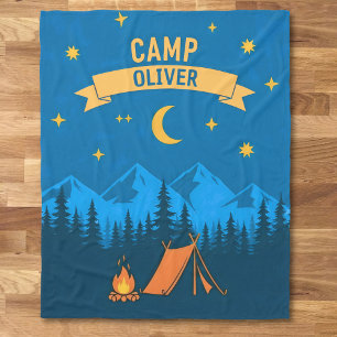 Retro Kampeer Nacht Avontuur Fleece Deken
