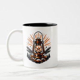 Retro Kampeerlantaarn Koffiemok | Retro Buitenleve Tweekleurige Koffiemok
