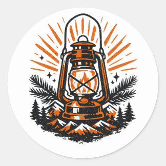 Retro Kampeerlantaarn Sticker | Vintage Buitenrecl