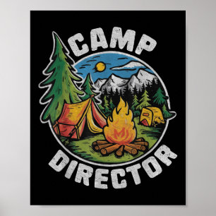 Retro Kampeerterrein Directeur Camping Zomer Kamp  Poster