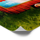 Retro Kampeerwagen Trailer Afval Gelukkige Kampeer Poster (Hoek)