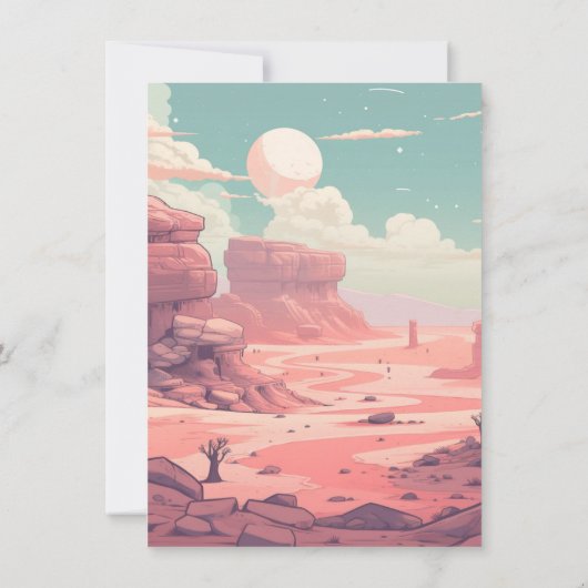 Retro Kampeerwagen Woestijn Landschap Bruiloft Kaart (Achterkant)