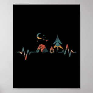 Retro Kamperen Outdoor Hartslag Natuur Kampeerder Poster