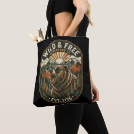 Retro kamperen wandelen outdoor natuur liefhebber  tote bag