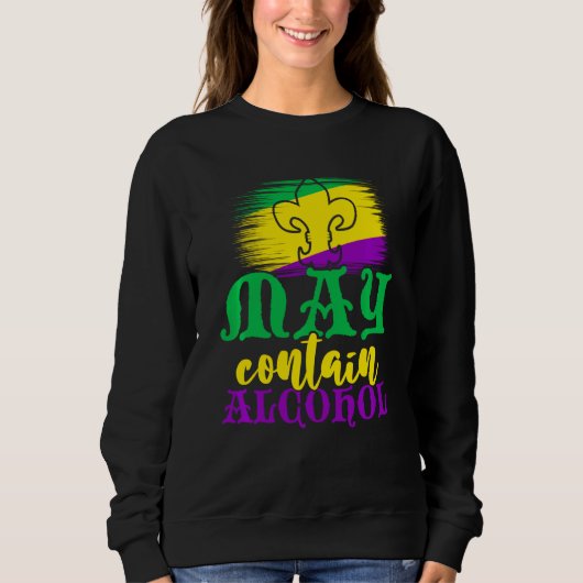 Retro kan Alcohol Funny Carnival Mardi Gra bevatte Trui (Voorkant)