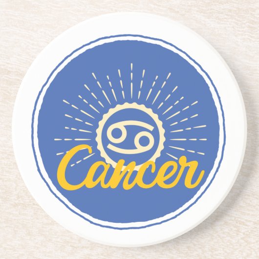 Retro Kanker Zodiac-teken Badge   Zandsteen Onderzetter (Voorkant)